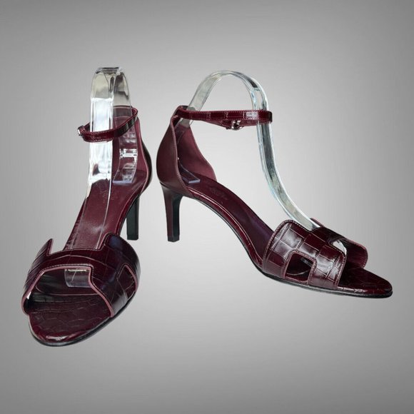 Hermes Premiere 70 Crocodile Niloticus Sandal Pumps Shoes 40.5 Iconic H Cutout - Picture 1 of 15
